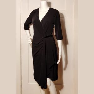 NYDJ Wrap Dress Built-in Spanx Slip Little Black Dress Size 6